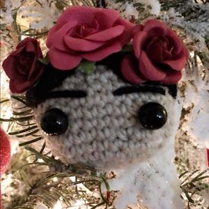 Handmade crochet Frida Khalo inspired ornament